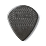 Uñetas Marca Jim Dunlop Modelo MAX-GRIP JAZZ III CARBON FIBER de 1.38 MM. Color dorado